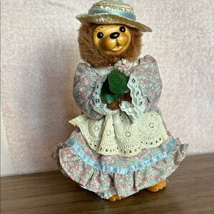 Charming Bear Figurine in Floral Dress